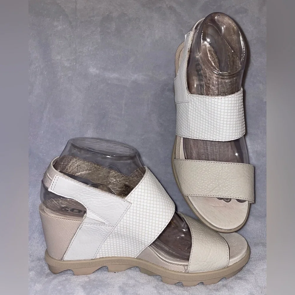 Sorel Women’s Joanie II White/Ivory Textured Wedge Sandals Slingback NL3557-125 - Picture 8 of 11